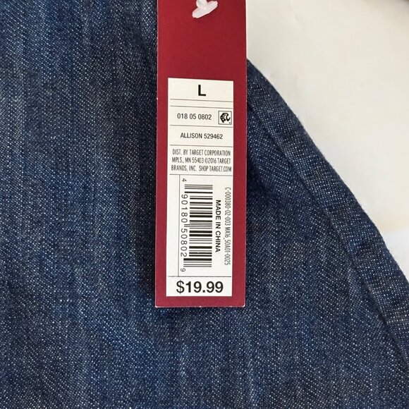 Merona Button Front Denim Flare Skirt Large 100% Cotton Elastic Back Waistband - Picture 4 of 8